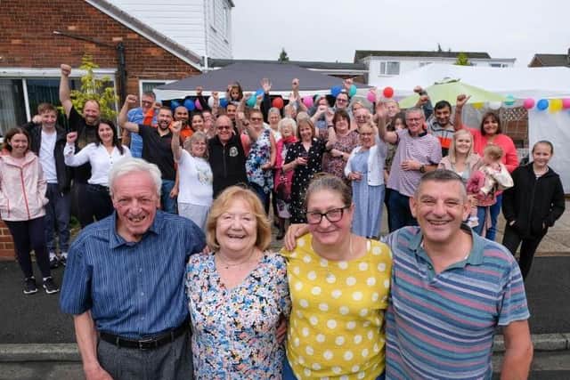 Ged and Gene Hothersall enjoyed a street party with their neighbours last Saturday