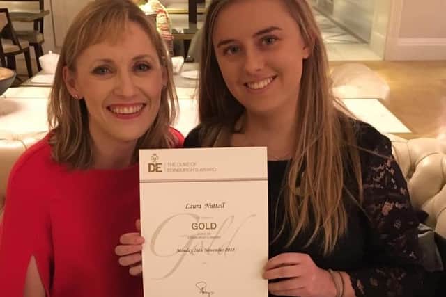 Laura Nuttall pictured with mum Nicola after receiving her Duke of Edinburgh Gold award