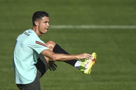 Portugal’s forward Cristiano Ronaldo at a training session on Monday (Getty Images)