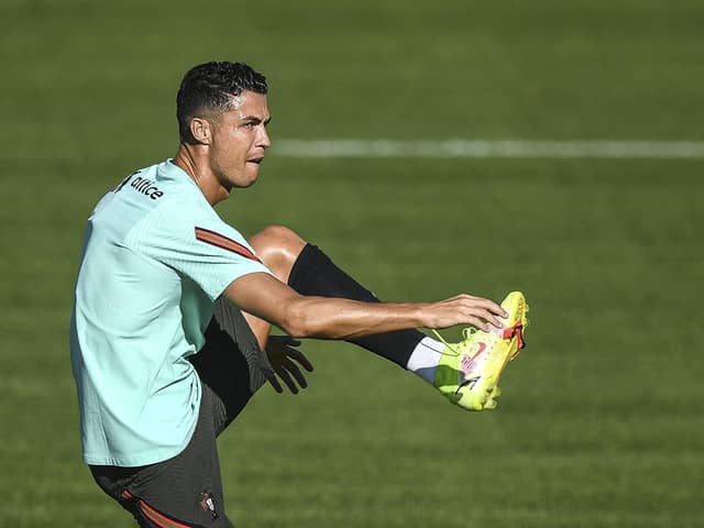 Portugal’s forward Cristiano Ronaldo at a training session on Monday (Getty Images)
