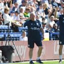 Preston North End head coach Frankie McAvoy and coach Paul Gallagher during the win against Swansea City at Deepdale