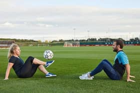 Liv Cooke with Manchester United ace Juan Mata
