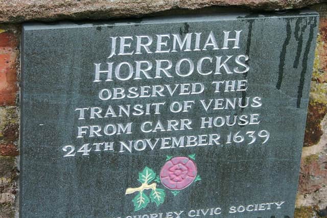 The plaque outside Carr House  where Jeremiah Horrocks observed the Transit of Venus