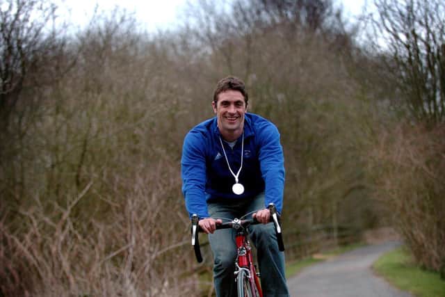 From our archives ... Jason Queally cycling near Chorley in 2006 with his Commonwealth Silver Medals