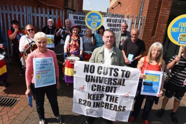 Protests were held by Trade Unionists in Wigan yesterday