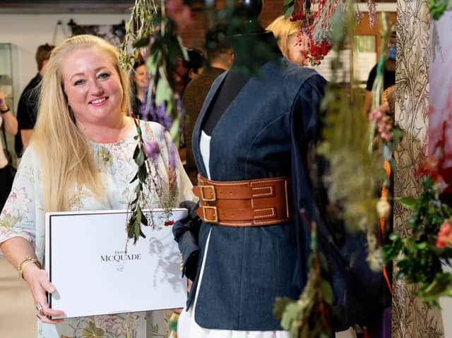 Fashion and Lifestyle Promotion student Fiona Godfry showcasing one of her designs.