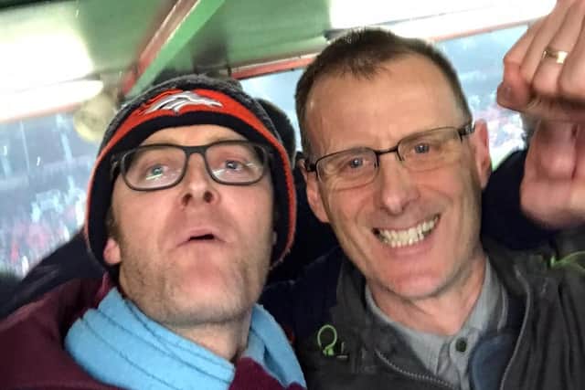 Matt with his brother Mike at a Burnley game