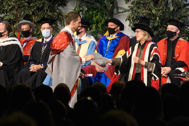 Graduates were all met on stage by UCLan's Deputy Vice-Chancellor Lynne Livesey