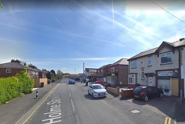 The machete attack happened at around 4.30pm on July 15 when a man in his 30s was confronted by a gang in Holme Slack Lane, close to Deepdale Retail Park. Pic: Google
