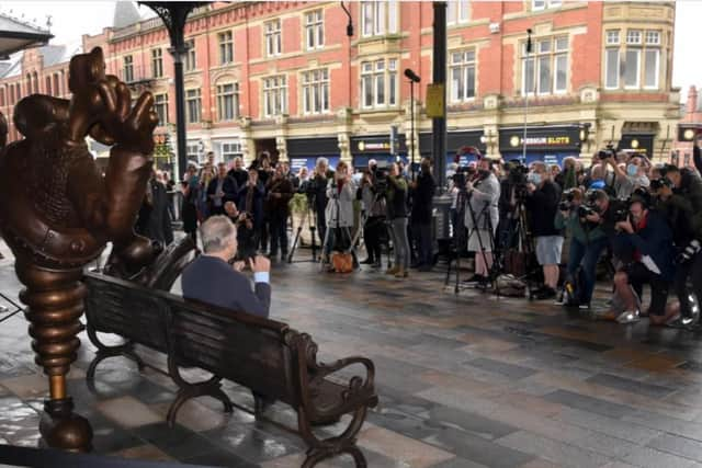 The media turned out in force for the great unveiling.