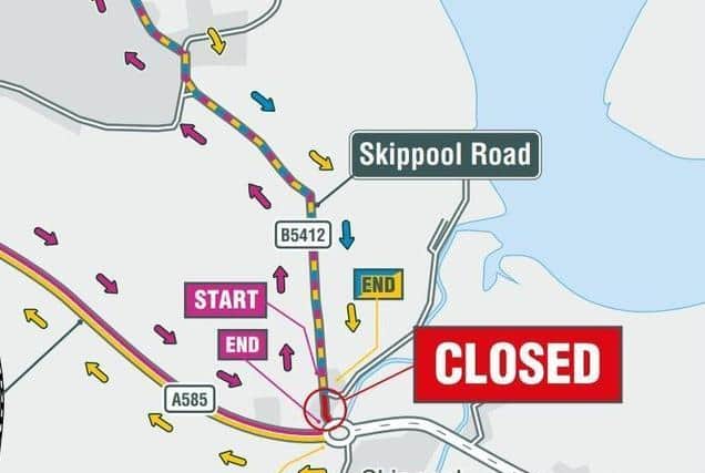 Highways England has published these maps showing the diversions due to the road closure at Skippool