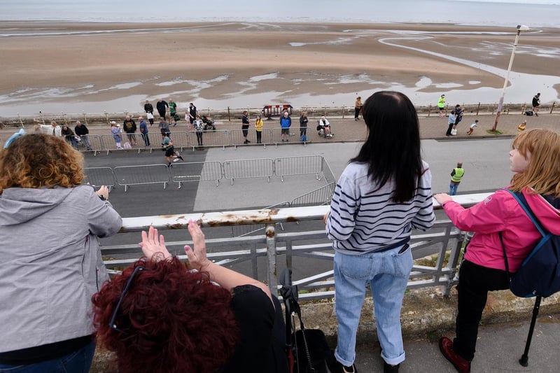 Runners take part in the Blackpool Half and full marathon along the promenade in Blackpool on Sunday.