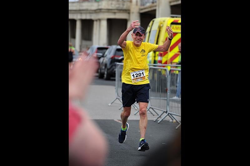 Runners take part in the Blackpool Half and full marathon along the promenade in Blackpool on Sunday.