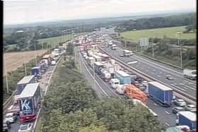 Traffic was temporarily stopped on the M6 northbound following a "serious crash". (Credit: National Highways)