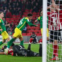 Emil Riis fires home Preston North End's stoppage-time equaliser against Sheffield United at Bramall Lane
