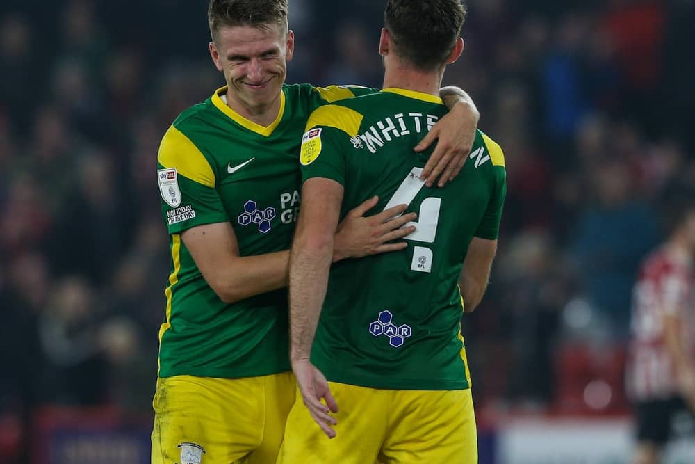 Emil Riis smiles having scored the goal to give PNE a point on the road.