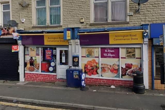 ​Two armed men entered the Premier convenience store in Accrington Road before threatening a member of staff. (Credit: Google)