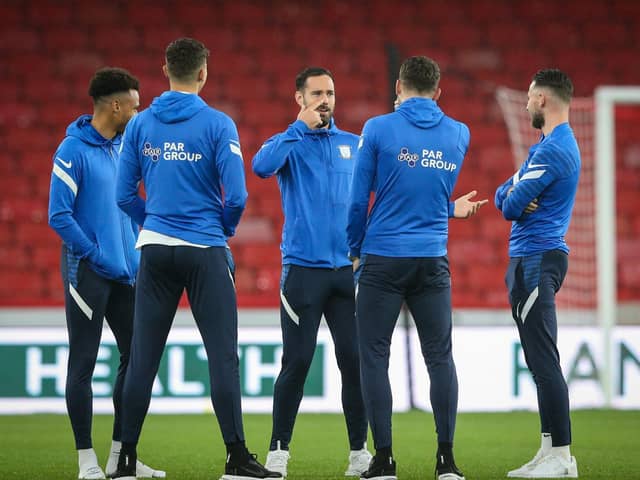 Some of the Preston North End squad ahead of the game against Sheffield United at Bramall Lane