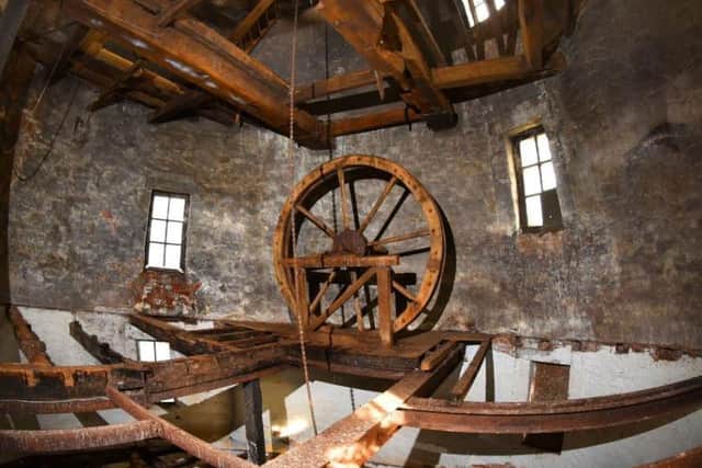 An interior shot of the 18th century mill