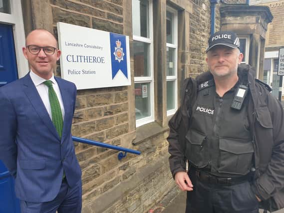 Lancashire’s Police and Crime Commissioner Andrew Snowden and Sgt Kevin Day at Clitheroe police station