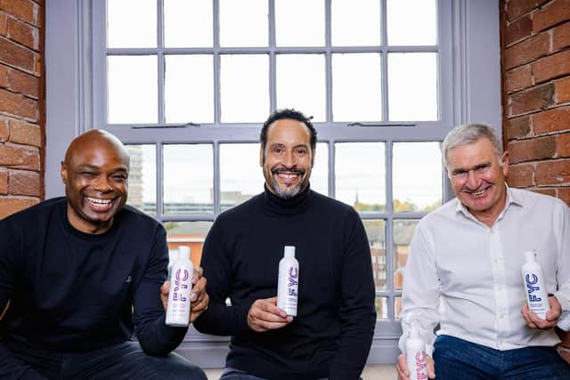 Robert Binns, Bradley Lincoln and Mike Peters who have teamed up to produce FYC's range of hair products for people with curly hair