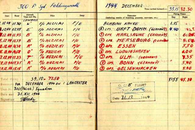 Polish airman Jan Kozicki's Second World War logbook