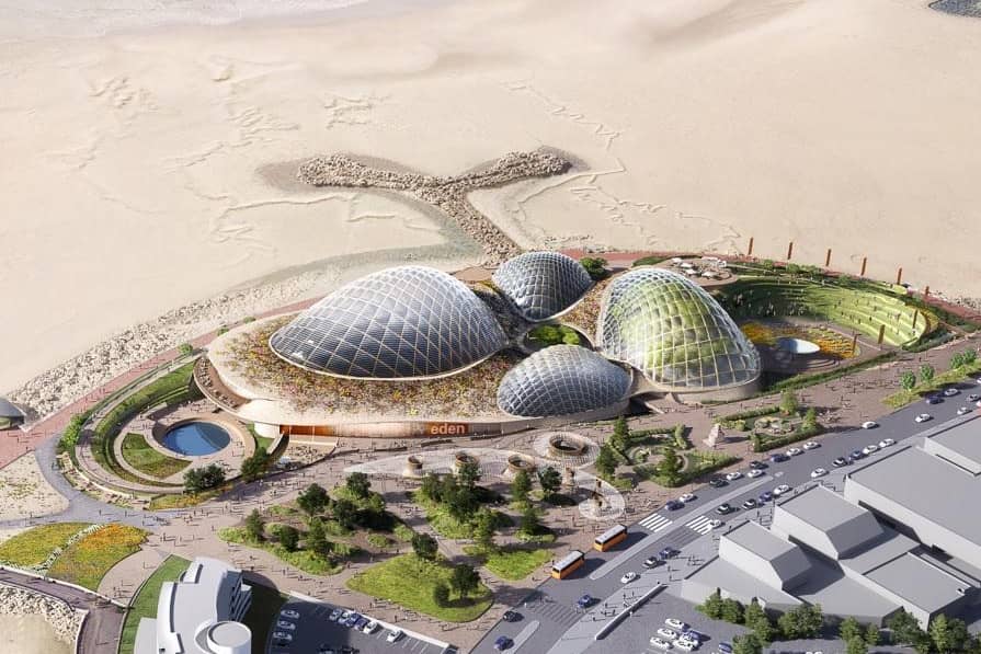 An aerial CGI view of the proposed Eden site in Morecambe.