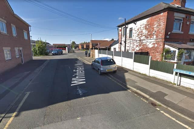 Police were called to the home in Whitefield Meadow at 6.10pm after four men carrying machetes tried to break in to the home, threatening those inside. Pic: Google