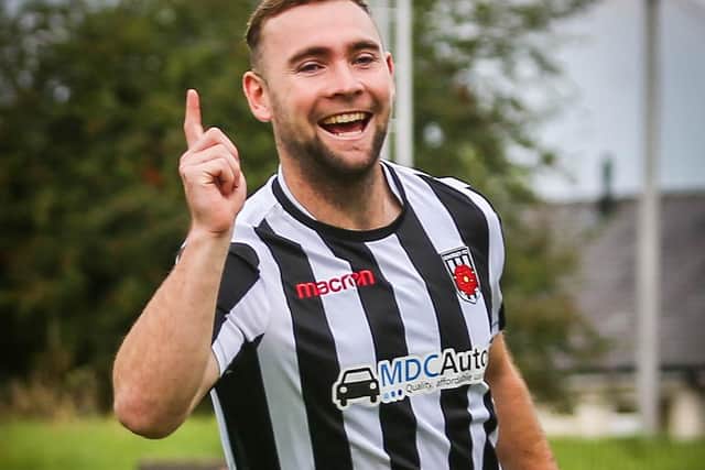 Connor Hall celebrates scoring against Southport at the weekend (photo:Stefan Willoughby)