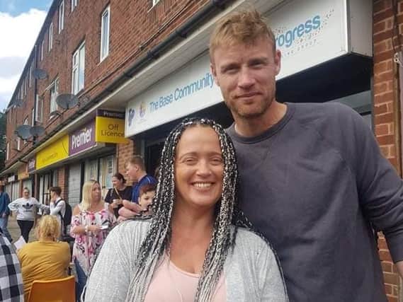 Former England and Lancashire cricket Freddie Flintoff during his recent visit to the Base Community Centre in Broadfield, Leyland