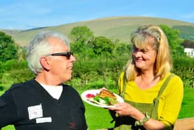 Enjoying a Pendle Peat Pie. PIC: Mark Sutcliffe Salar Media.