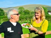 Enjoying a Pendle Peat Pie. PIC: Mark Sutcliffe Salar Media.