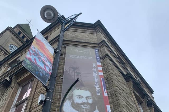 The Mayflower 400 Banner at Chorley Town Hall