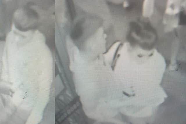Police want to speak to the man and woman in these CCTV images in connection with an assault that happened in Church Street, Preston. (Credit: Lancashire Police)