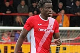 Arthur Gnahoua scored twice against Crewe (photo: Michael Williamson)