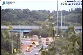 There was a collision on the fast slip road from the A6 roundabout this evening.
