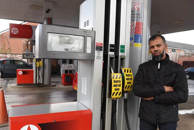 Texaco in New Hall Lane, Preston, imposed a fuel limit but have now run out altogether - Owner Hussein Patel.