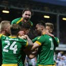 Jordan Storey is mobbed after scoring his first PNE goal to make it 2-0