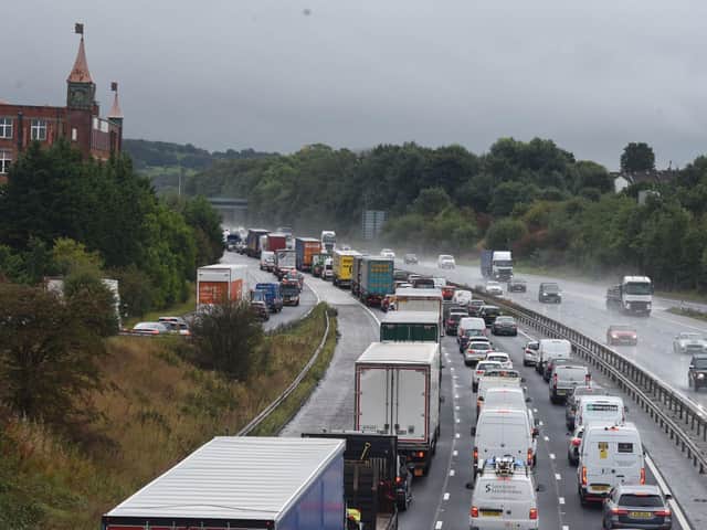 Long queues are building after the crash near Botany Bay which forced police to close lanes between junctions 9 (Clayton Brook Interchange, M65) and 8 (Chorley, A6)