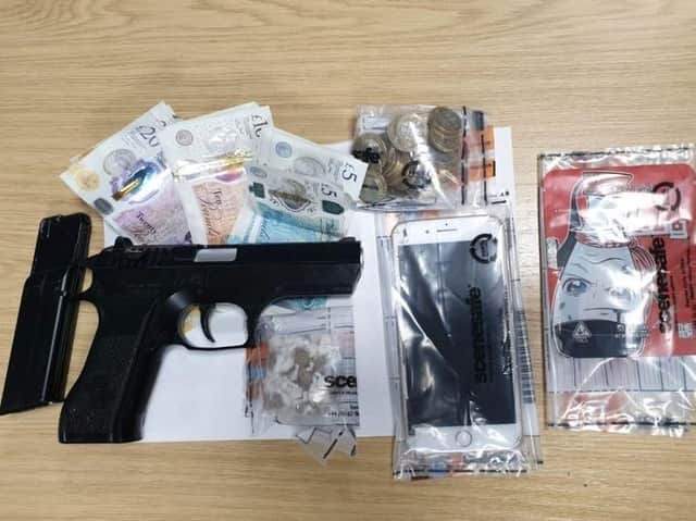 Officers found this realistic BB gun dumped in Waverley Park, off New Hall Lane, Preston, after police arrested a man for possession with intent to supply Class A drugs. Pic: Lancashire Police
