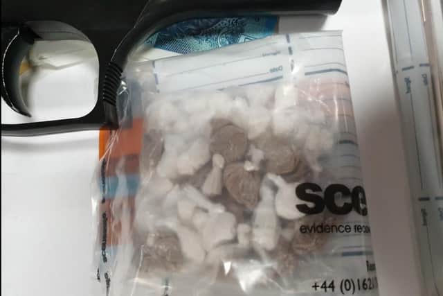 The man was arrested for possession with intent to supply Class A drugs in Waverley Park, off New Hall Lane, Preston. Pic: Lancashire Police