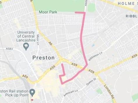 ​The route the parade will take through Preston​