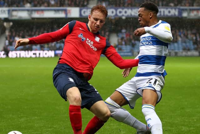 North End wing-back Sepp van den Berg puts in a challenge against QPR