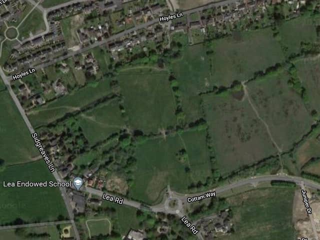 Land between Hoyles Lane and Cottam Way will accommodate 211 new homes (image: Google)