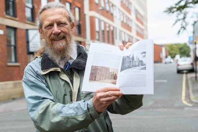 David 'Charlie' Billington, pictured in Winckley Square, Preston with a copy of his book entitled A Very Preston Affair      Photo: Kelvin Stuttard