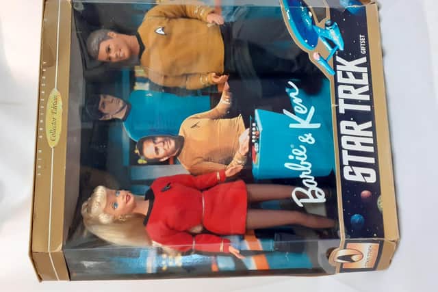 The rare boxed set of Barbie and Ken in their Star Trek incarnation is  75 pounds