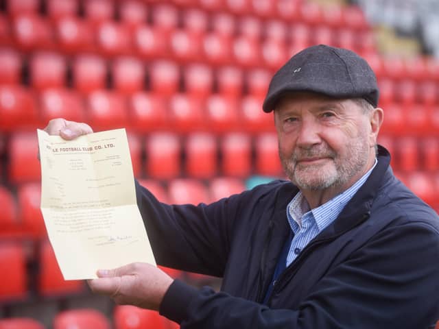 Former Morecambe defender Gerry Farrell with his treasured letter from Sir Stanley Matthews (photo: Dan Martino)