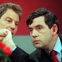 The subjects of a new BBC series Blair & Brown: The New Labour Revolution
pictured at a 1997 election campaign press conference (Johnny Eggitt/AFP/Getty)