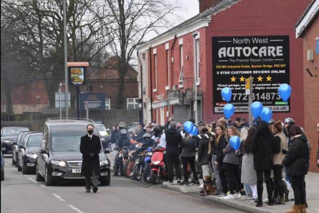 Friends lined the street in Bamber Bridge for Ben's funeral.