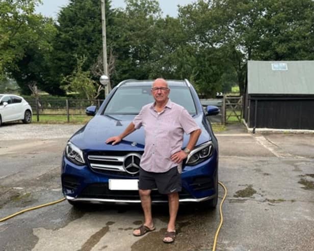 Michael Firth from Chorley with his affected Mercedes.